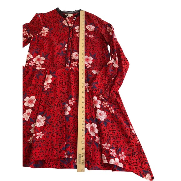 Zadig & Voltaire Women's Ruti Pensee Long Sleeve Floral Silk Red Mini Dress Sz S - Picture 6 of 9